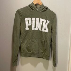 PINK Victoria Secret woman’s light olive green hoodie
